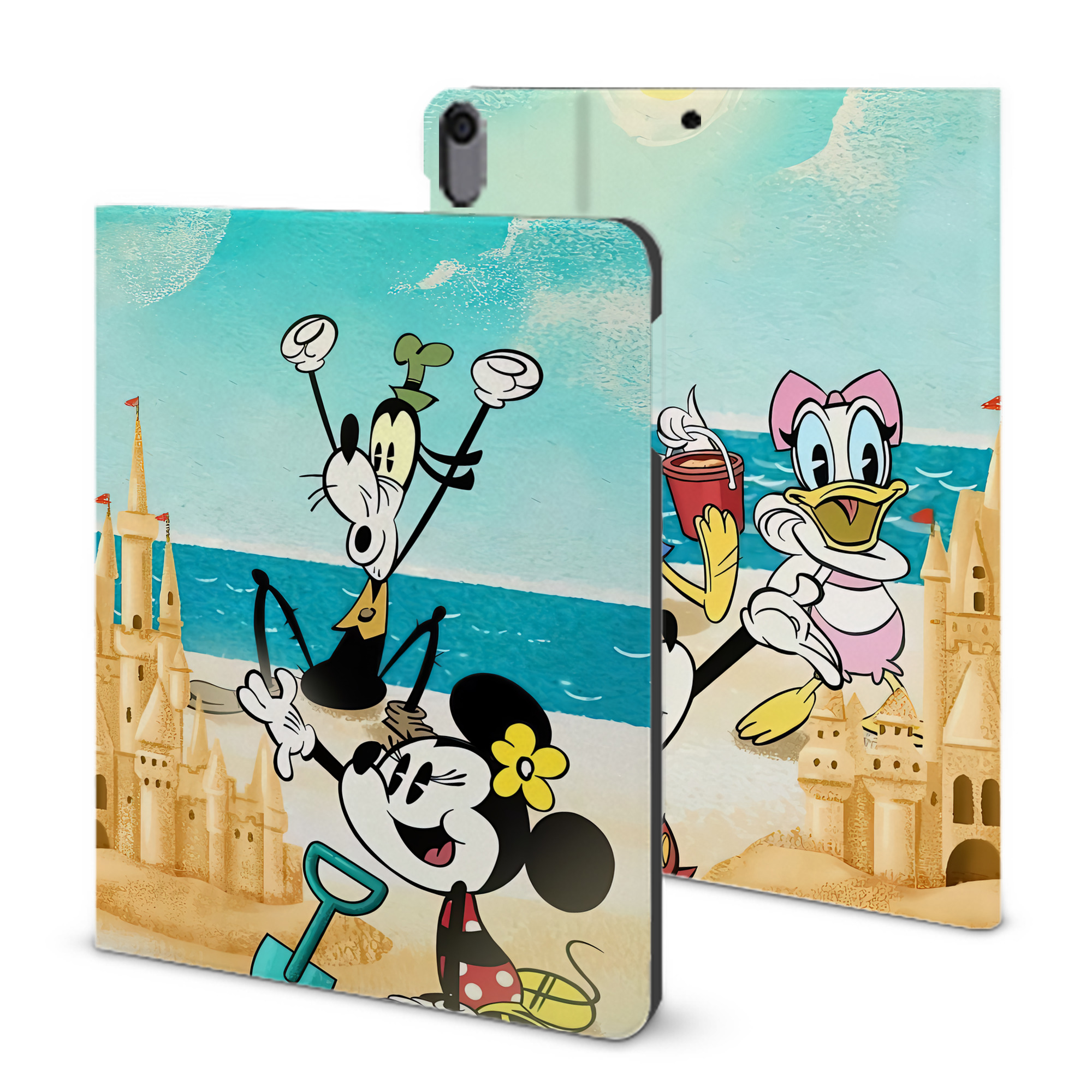 （画像用） ミッキーマウス Mickey Mouse IPad ケース ブック型 PUレザー TPU 耐衝撃 軽量 薄型 ペン収納なし 全面保護 IPad 各モデル対応